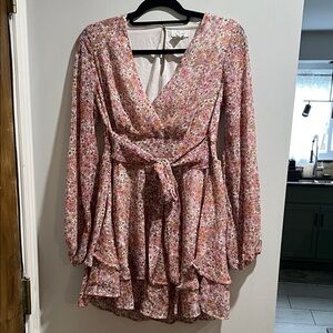 Floral Pink Long Sleeve Dress